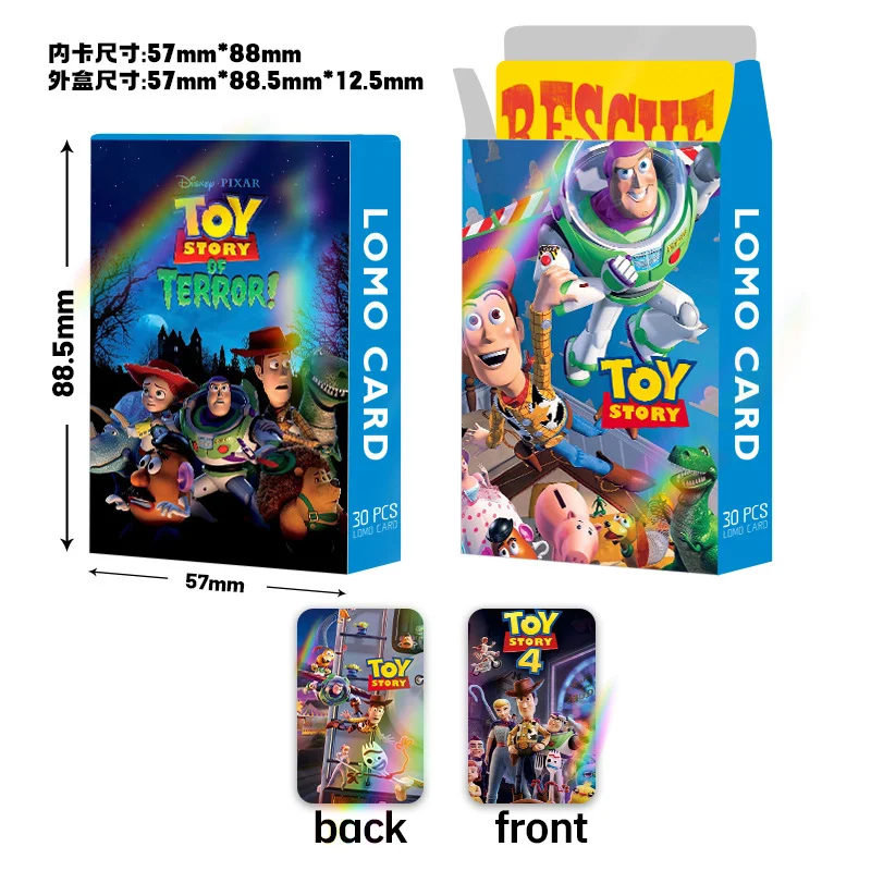Toy Story Laser Flash Cards 30 Double Sided LOMO Mini Boxed Cards Collectible Photo Cards Hobby Collection Birthday Party Favors view 5