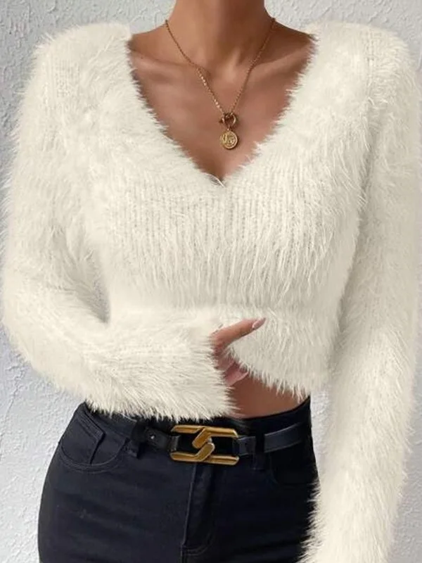 

Однотонный свитер V-Ne Slim Fit ort Plu, универсальный топ на осень-зиму, модный удобный трикотаж