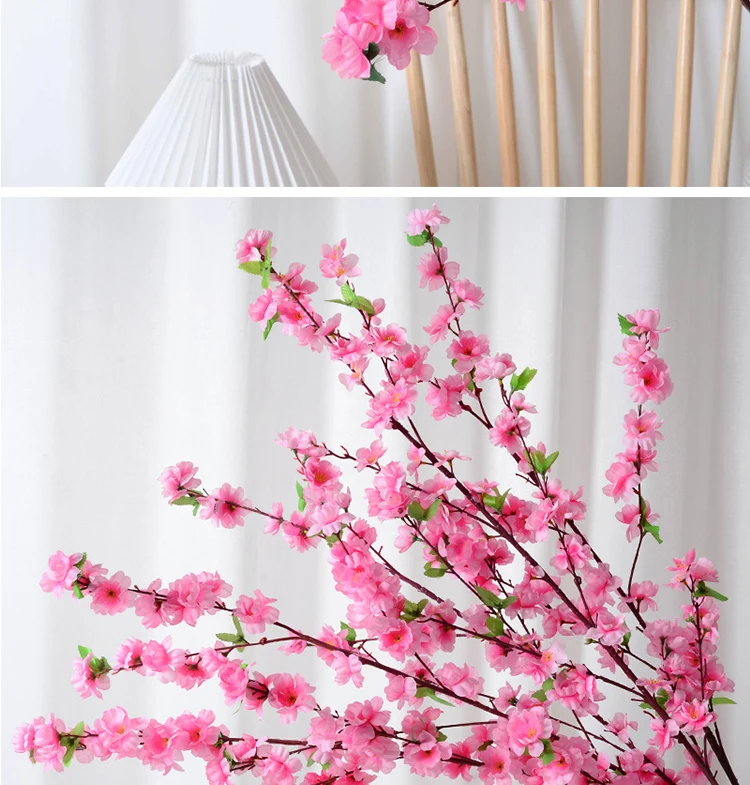 1/3/5 stücke Künstliche Pfirsichblüte Zweig Frühling Pflaume Kirschblüte Seidenblume Baum Dekoration Hause Hochzeit DIY Dekoration – Detail 15