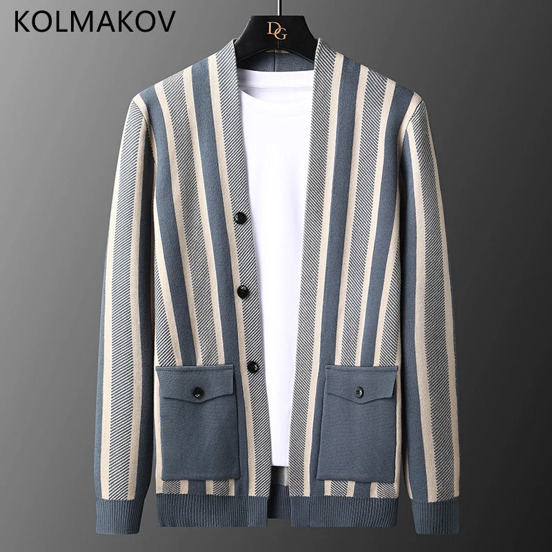 

2024 Spring Autumn new arrival Men's Fashion Comfortable stripe Sweater High Quality Loose Casual Men Long Sleeved Sweaters