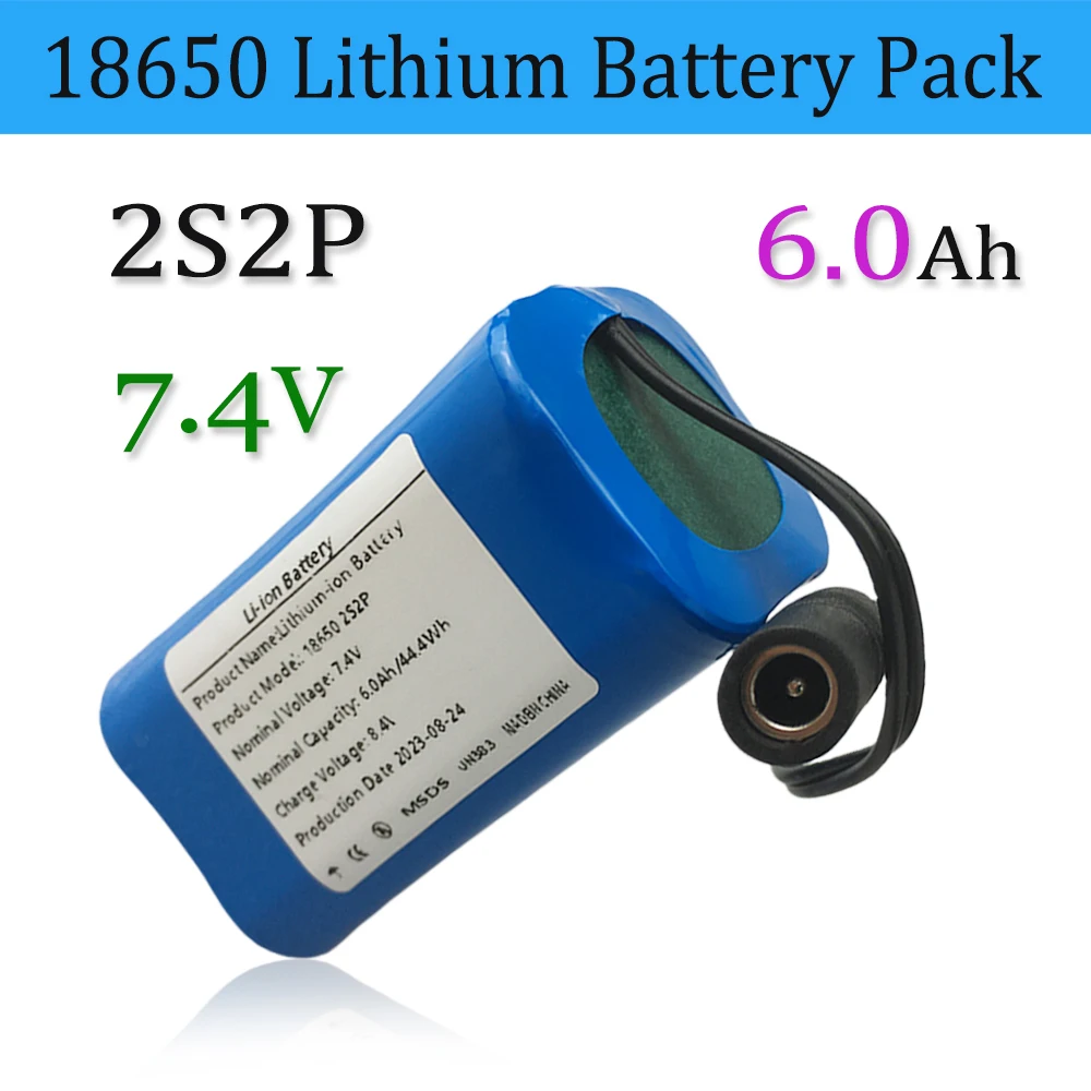 

2S2P 7.4V 6000mAh/6.0AH Lithium Battery For T188 T888 2011-5 Remote Search Bait Boat Accessories RC Toy Accessories