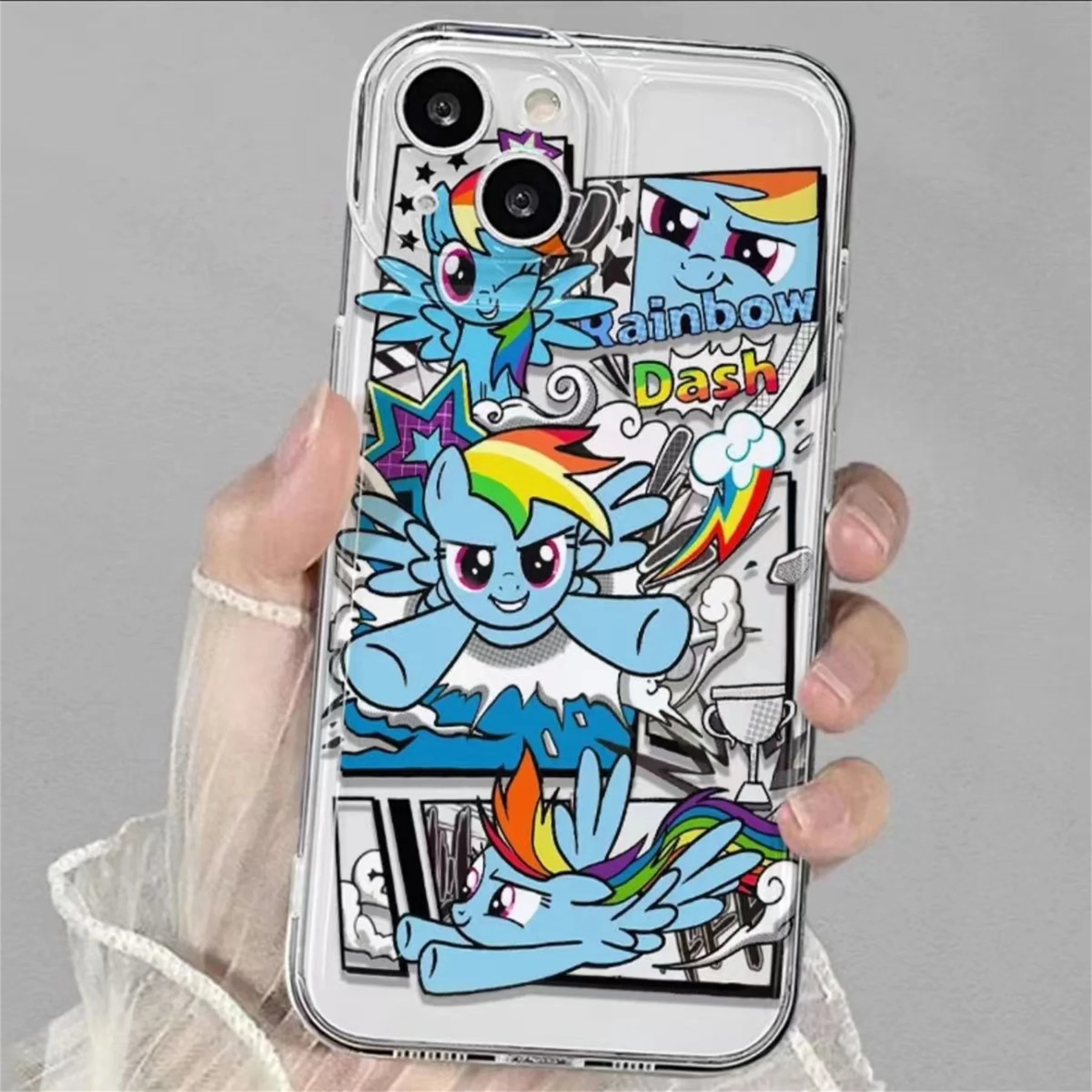 Cartoon Sanrio My Little Pony Rainbow Dash Fly Anti Fall Phone Case For iPhone 16 15 14 13 12 11 Pro Max XR XS 78Plus Soft Cover