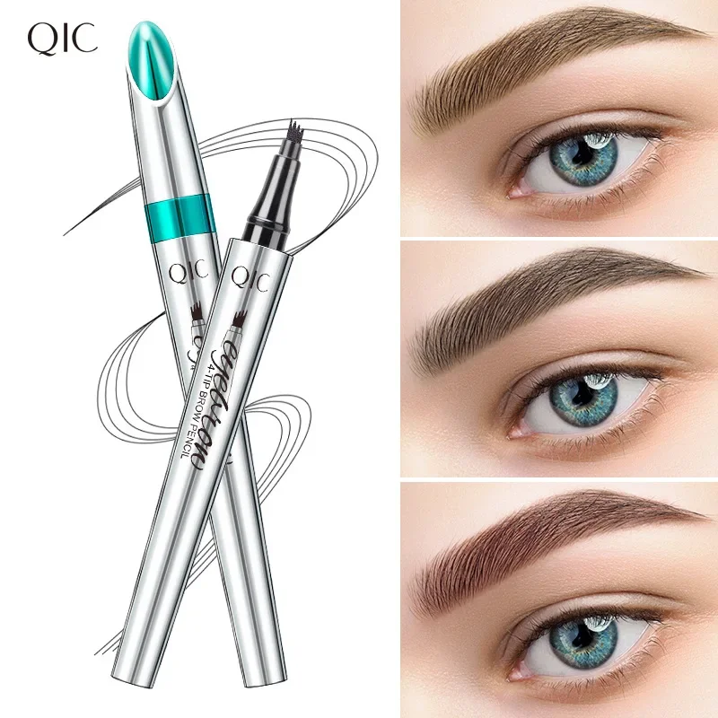 Eyebrow Pen 4 Forks Tip Eyebrow Tattoo Pencil Long Lasting Quick Drying Ultra-fine Sweat-Proof Dark Brown Makeup