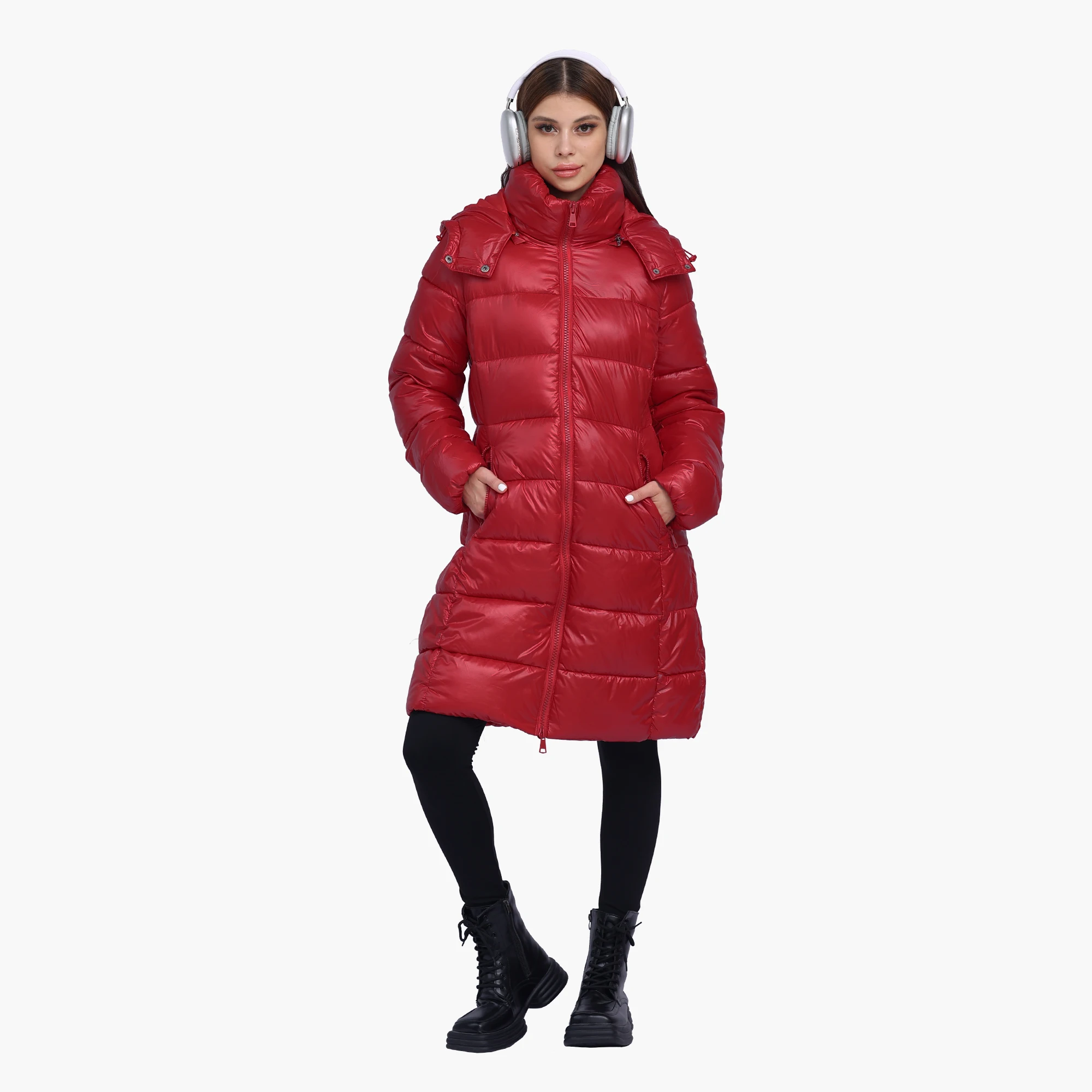 SANTELON Women Winter Long Thick Warm Puffer Jacket Coat With Adjustable Hood Female Fashion Windproof Parka Solid Outerwear