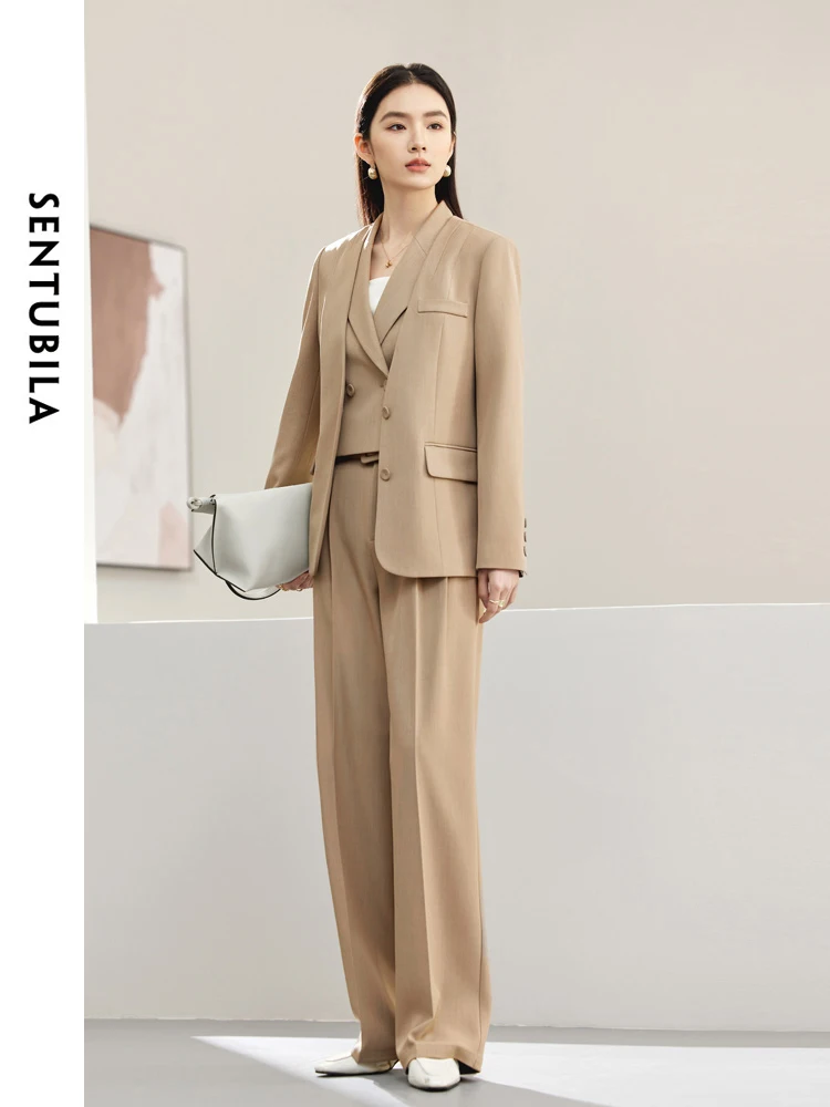 SENTUBILA Fashion 3 Piece Blazer Vest Pant Suits Women Office Lady Outfits 2025 Autumn Elegant Blazer Matching Sets 141Z53194