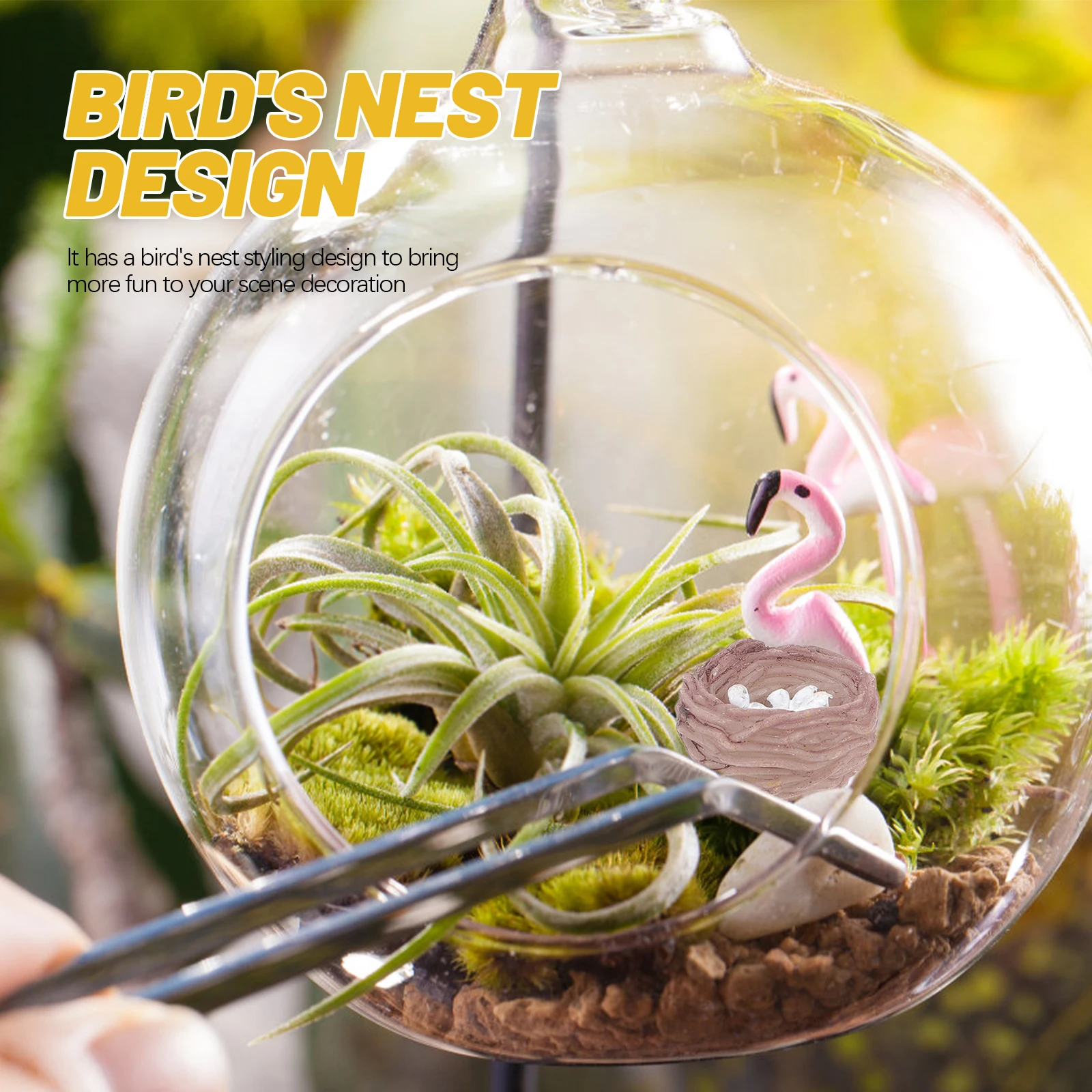 

10Pcs Bird Nest Resin Ornament Miniature Landscape Decoration Artificial Simulation Nest for Easter Decor