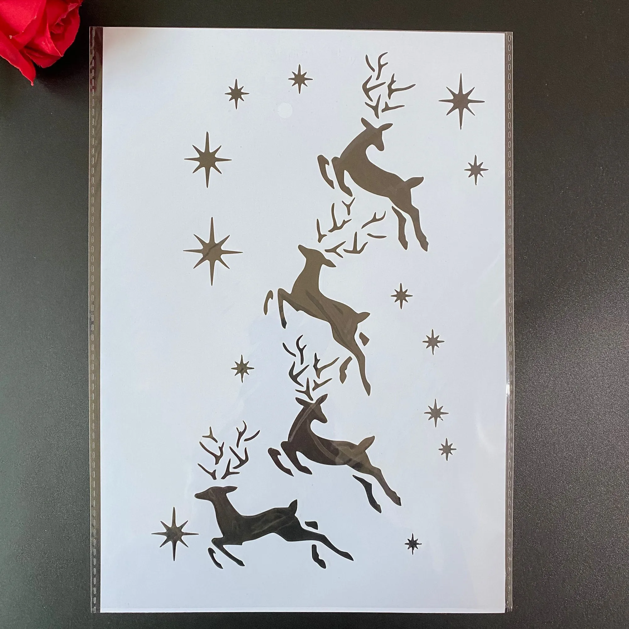 

DIY Stencils Wall Painting Scrapbook Coloring Embossing Album Decorative Paper Card Template,fabric A4 29 * 21cm Christmas deer