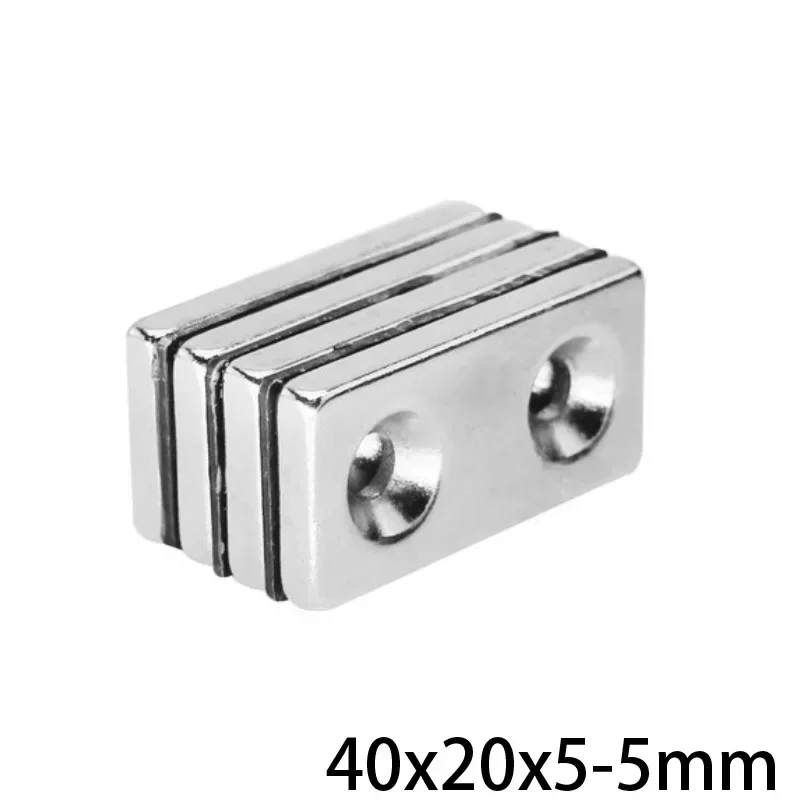 40x20x5-5mmm Strong Quadrate Neodymium Magnet Double Hole 5mm  40x20x5-5  Block Rare Earth Magnets 40*20*5-5  40*20*5