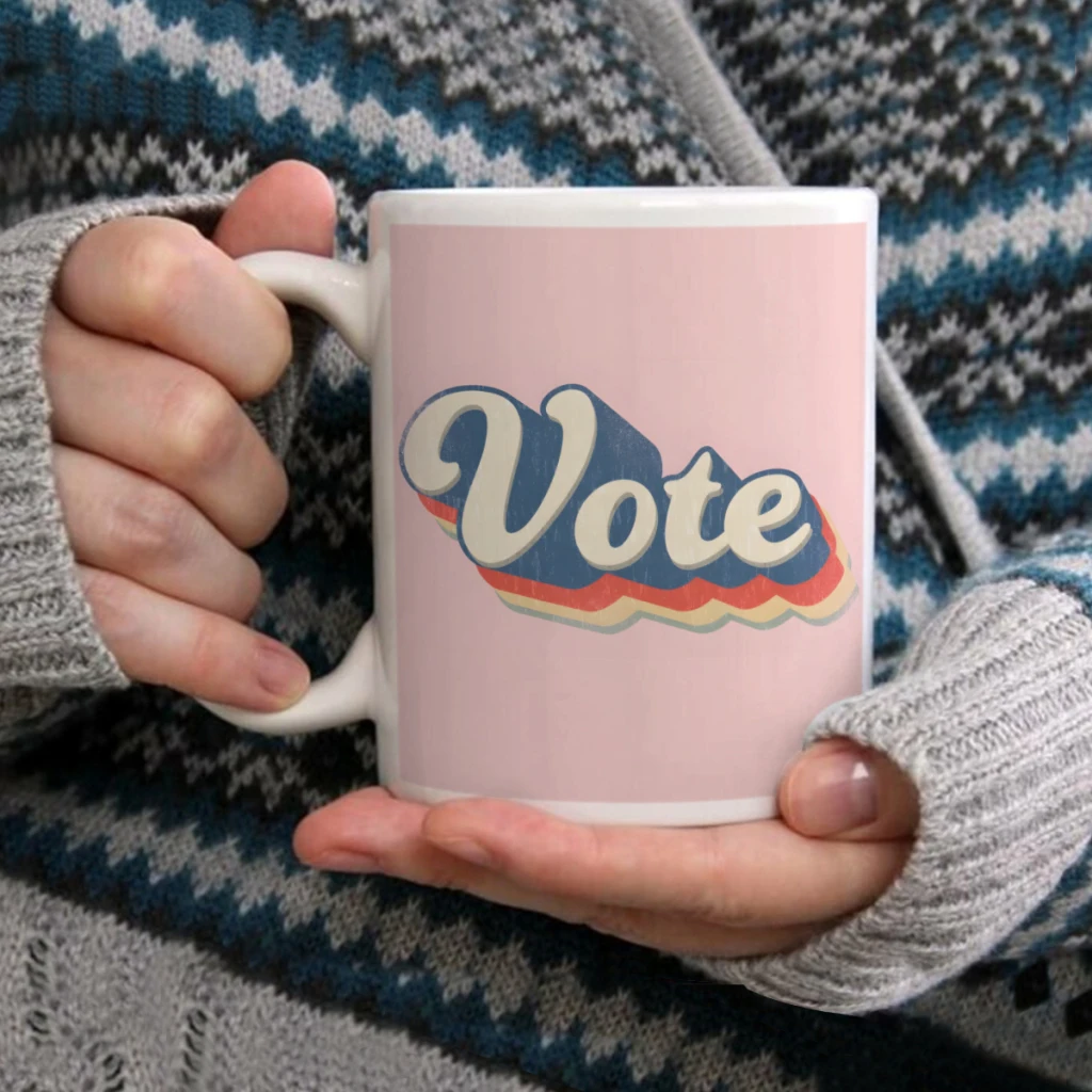 

Vote retroCoffee Mug Tea Cup 11oz Coffee Cup Funny Birthday Ceramic Mug Personalized Cup