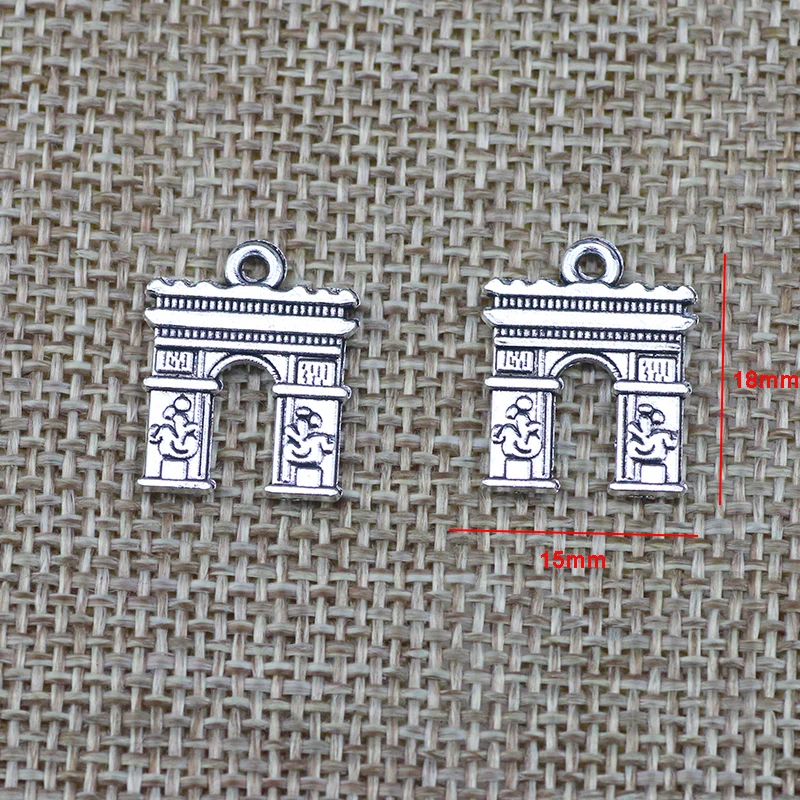 20 Pieces 15*18mm  Triumphal Arch Charms Antique Silver Color Pendant  For DIY Fashion Necklace Jewelry Bracelet Making