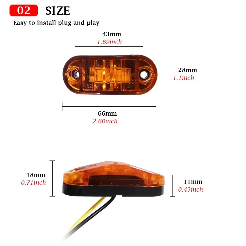 10Pcs 24V Led Side Marker Lights for Scania Truck Accessories Trailer Caravan Side Clearance Lamp Led Lorry Grille Light Camion image 3