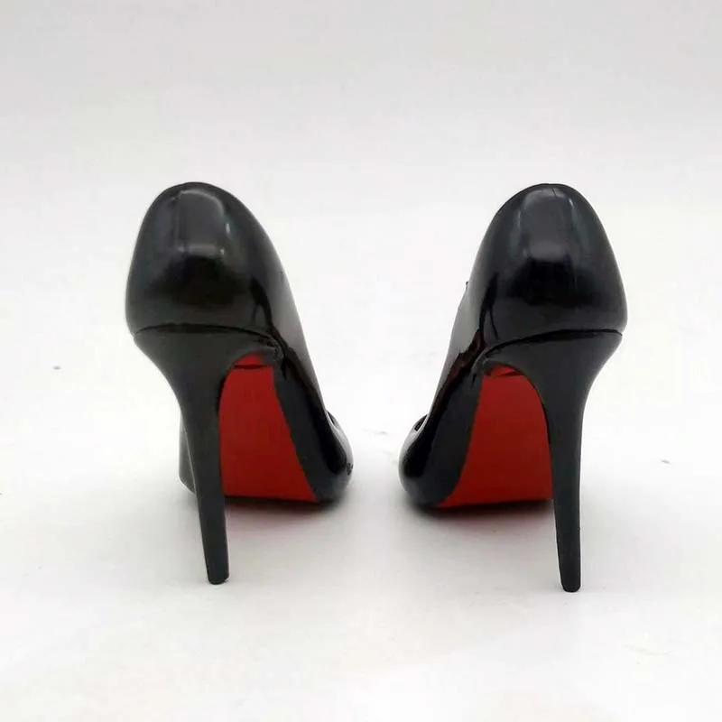 Scarpe con tacco alto in scala 1/4 scarpe solide femminili vuote nere modello Action Figure Toy