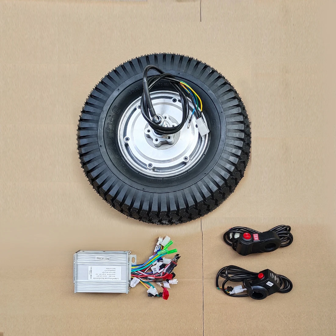 13 Inch Tire 500W Big Torque Sandy Beach Wheelbarrow Cart Brushless Gear Hub Motor Wheel Kit With Electric Brake Reverse Switch