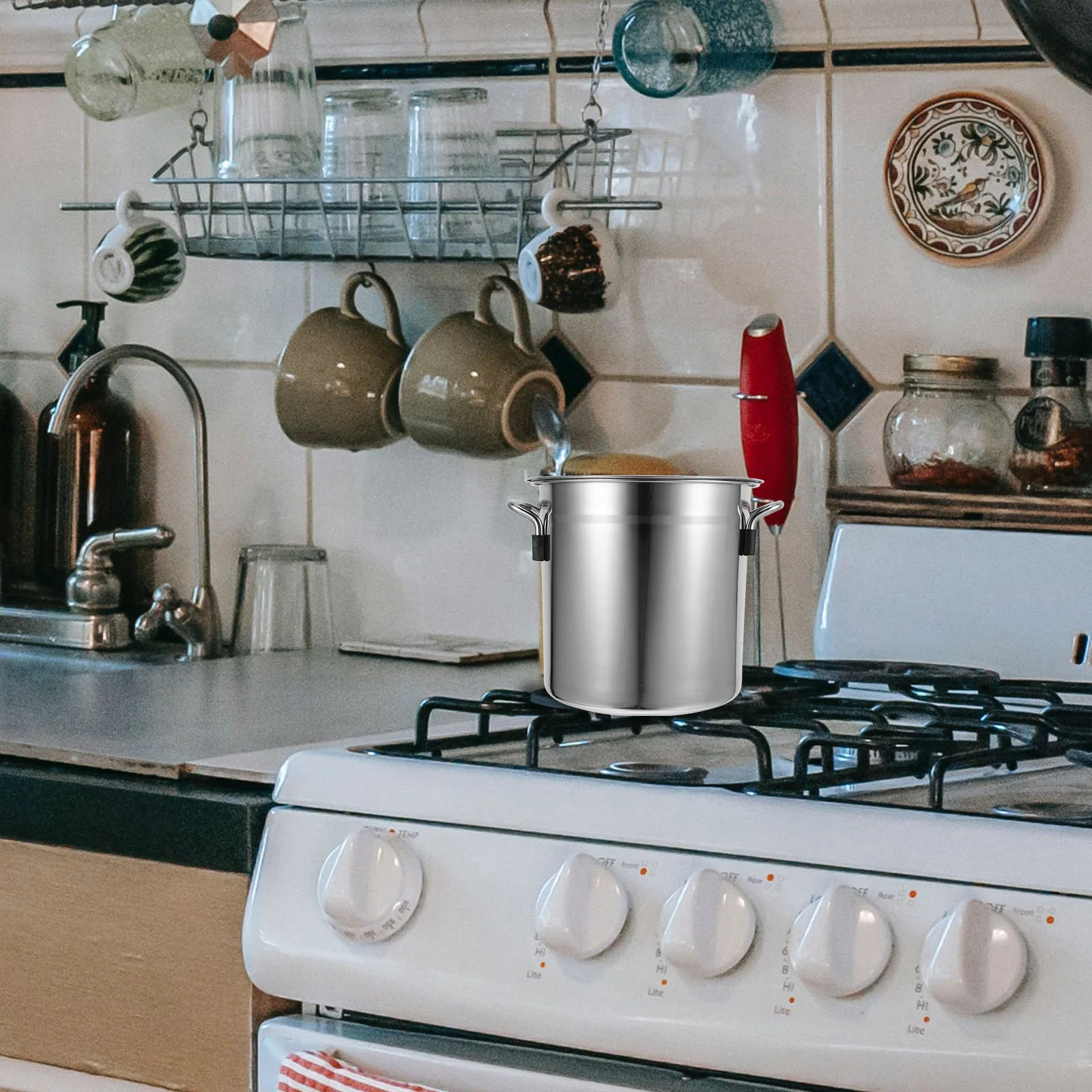 

Large Capacity Stainless Steel Stockpot Soup Bucket Lid Efficient Stew Pot Cooking Pot for Gas Induction Cooker Kitchen