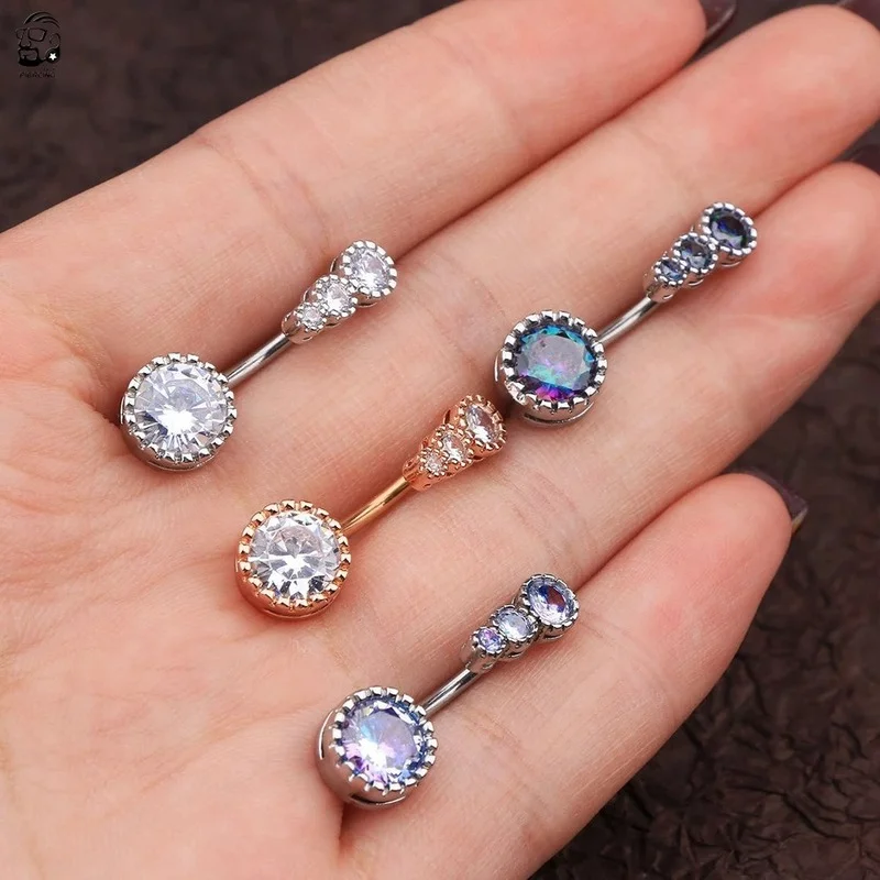 Surgical Steel Ab Crystal Belly Button Rings Zircon Heart Navel Piercing Reverse Cute Belly Button Piercing Sexy Navel Ring
