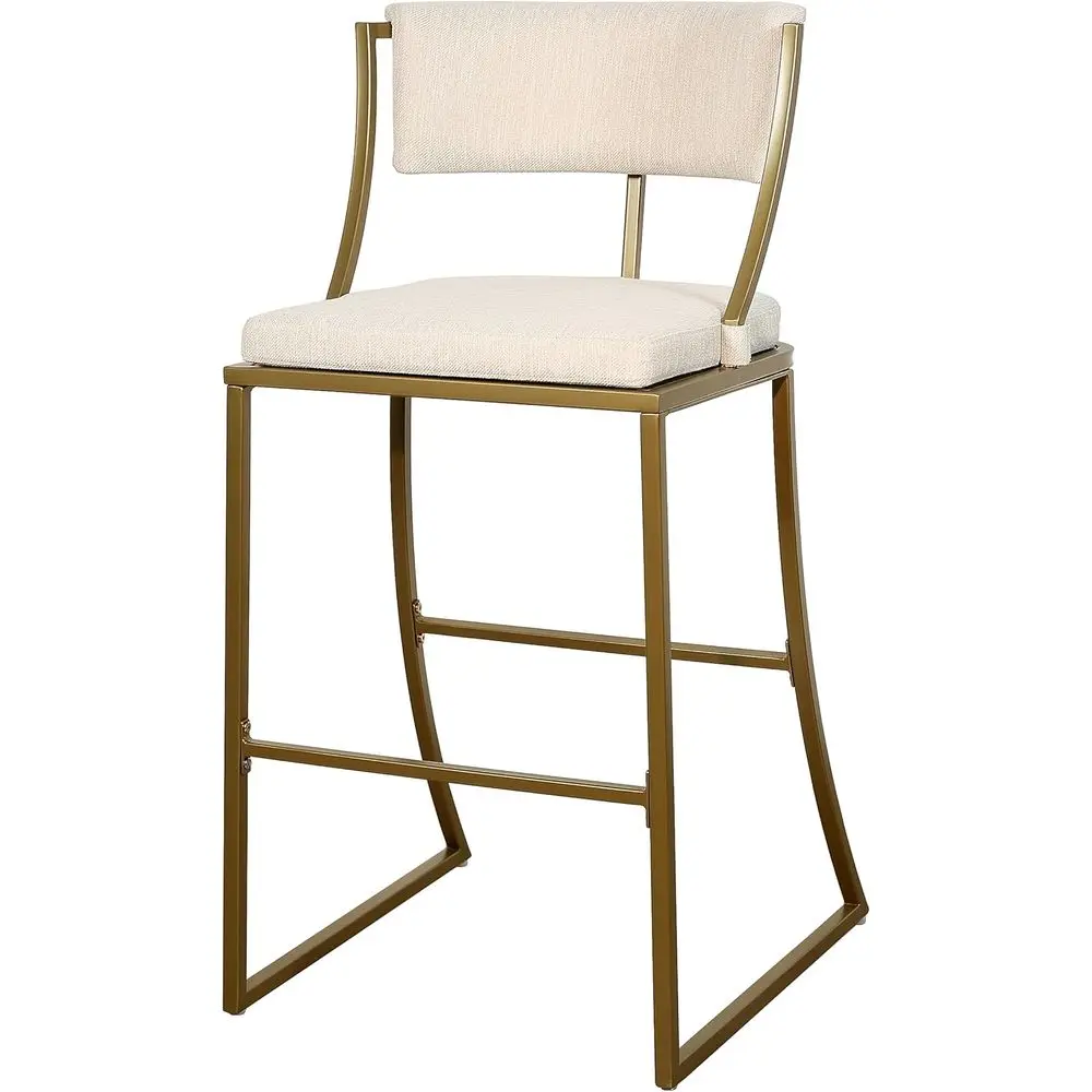 

30 барных стульев из антикварной латуни с бежевой обивкой сиденья и спинки