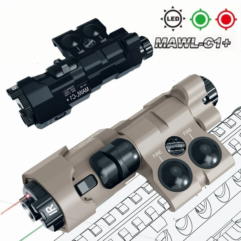 

MA-WL-C1 Functional Version Red/Green Laser Flashlight Rail Mount Left Right Side-to-side Interchange Outdoor Hunting Cosplay