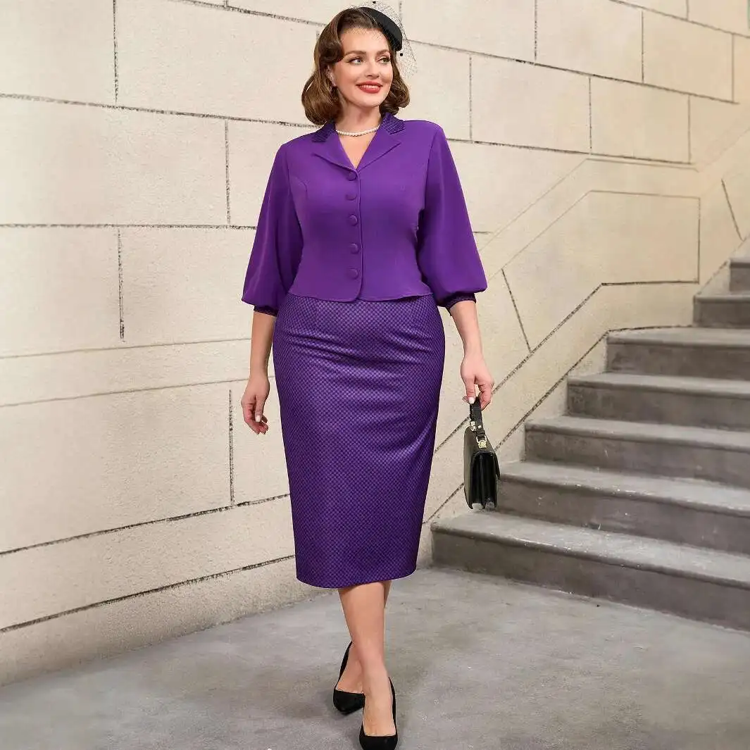 

Размер плюс комплект, рукав-фонарик три четверти, пиджак с отложным воротником, клетчатое облегающее платье с цифровым принтом, летнее элегантное повседневное платье Y2k