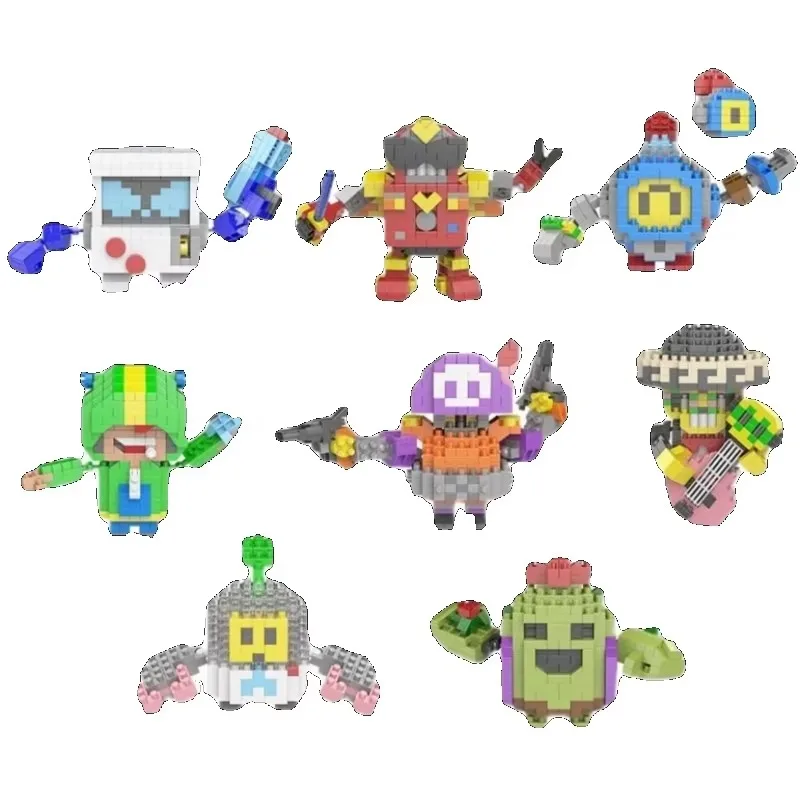 Brawl Stars Game Cartoon Robot Monster Assembly Building Blocks Collection DIY Toy Model Ornaments Children\'s Holiday Gifts