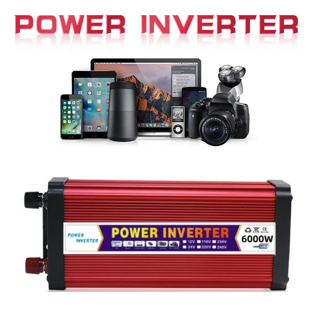 4000W 5000W 6000W Modified Sine Wave Inverter DC 12V To AC 110V/220V Voltage Transformer Power Converter USB Solar Inverter