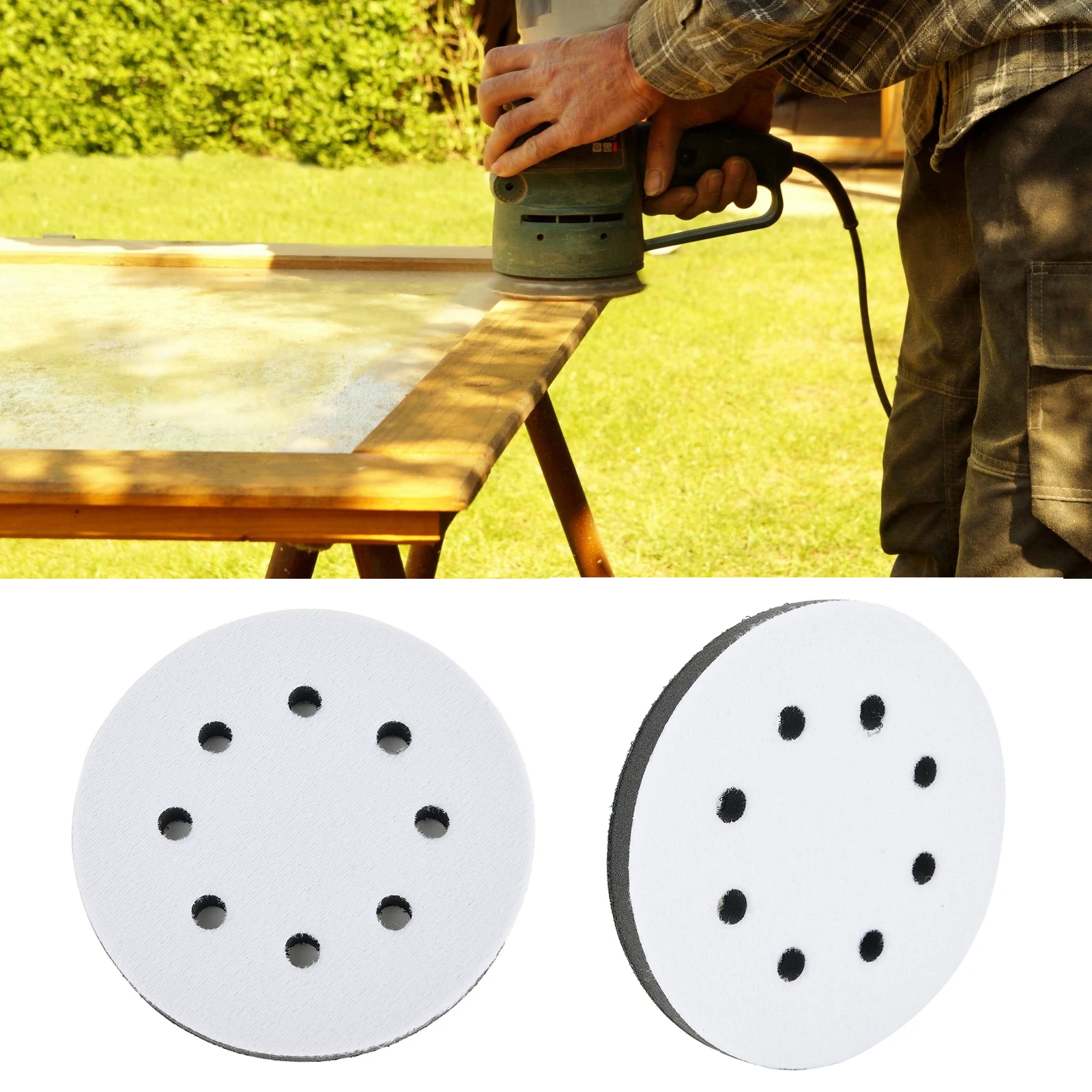 5 Inch 125mm 8 Holes Soft Interface Sanding Polishing Disc Self-adhesive Hook-Loop Backing Pad Abrasive Tools