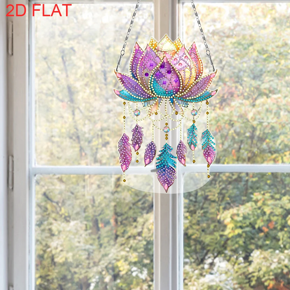 

Lotus Dreamcatcher DIY 2D Flat Acrylic Diamond Painting Pendant Kit for Adults Home Decor 24x24cm