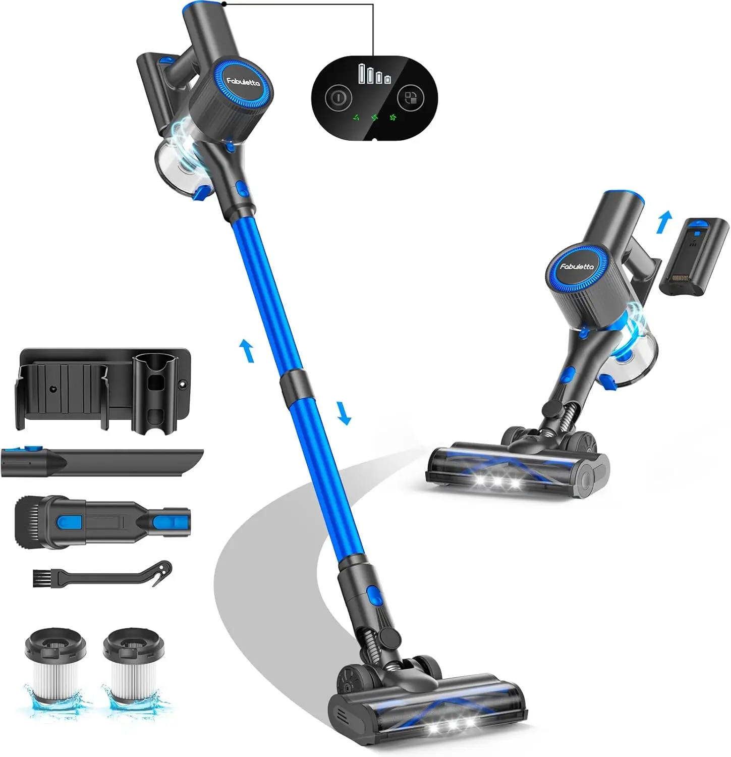 Aspiradora inalámbrica para el hogar, aspiradora liviana de 400 W con batería desmontable MAX 47 Min, motor sin escobillas, 6 en 1 Sti