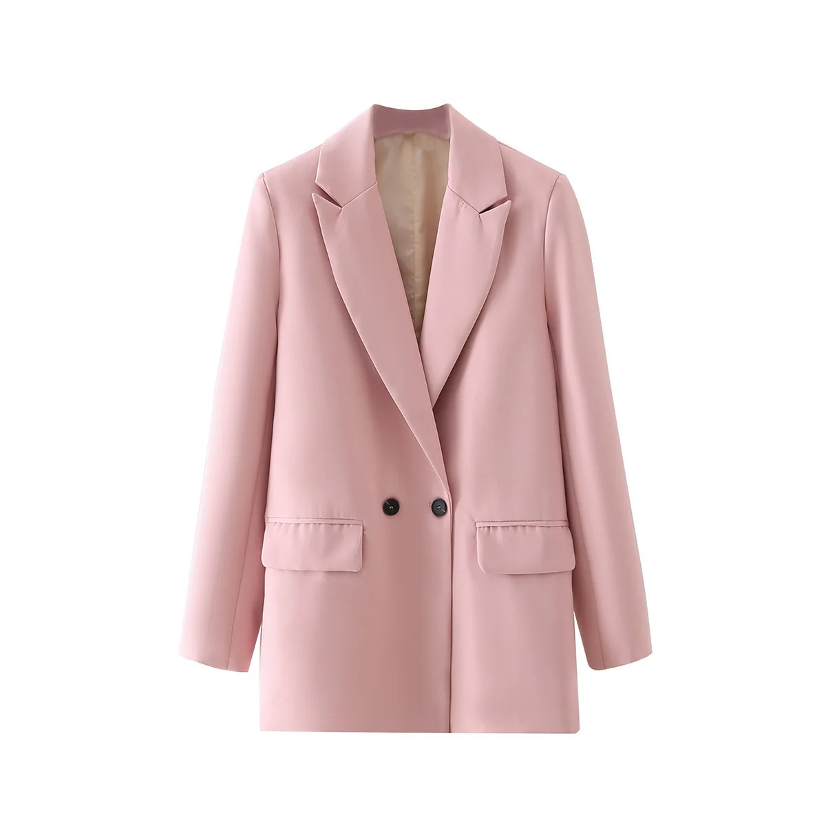 Blazers negros de marca de lujo para Mujer, chaqueta elegante de manga larga, traje de abrigo de oficina para Mujer, chaqueta sólida de dos botones, primavera y otoño, nuevo