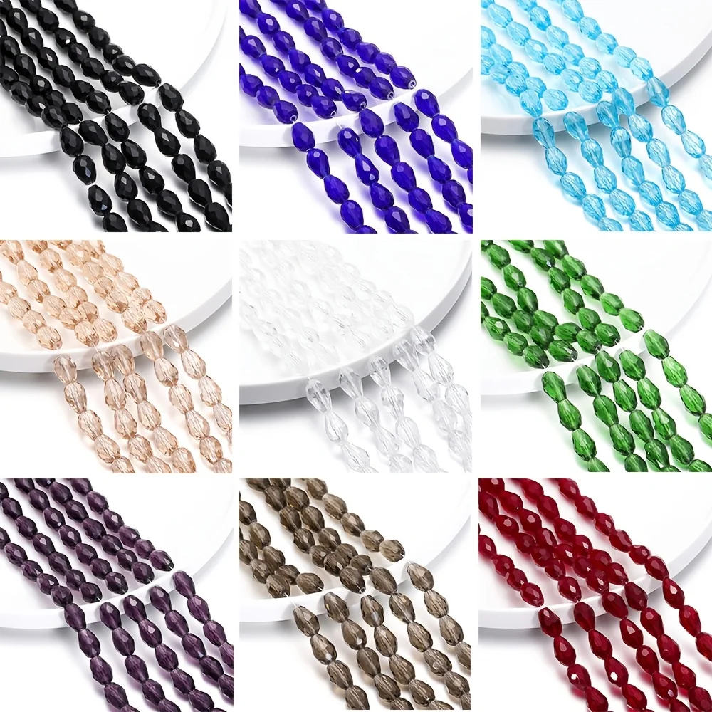 

1 Strand 6-12mm Spacer Water Drop Shaped Beads AB Shine Glass Drop Pendant for DIY Earing Bracelet Jewelry Making Accessories