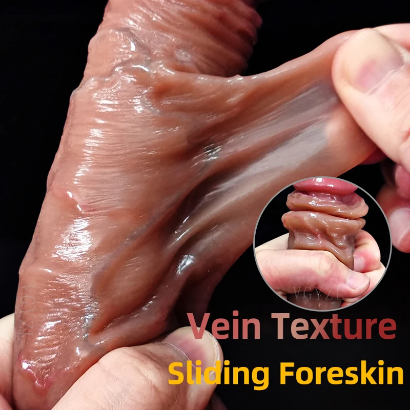 8.5in Realistic Penis for Women Huge Suction Cup Dildo Female Masturbator Foreskin Move Big Dick Adult Sex Toys Anal Stimulation