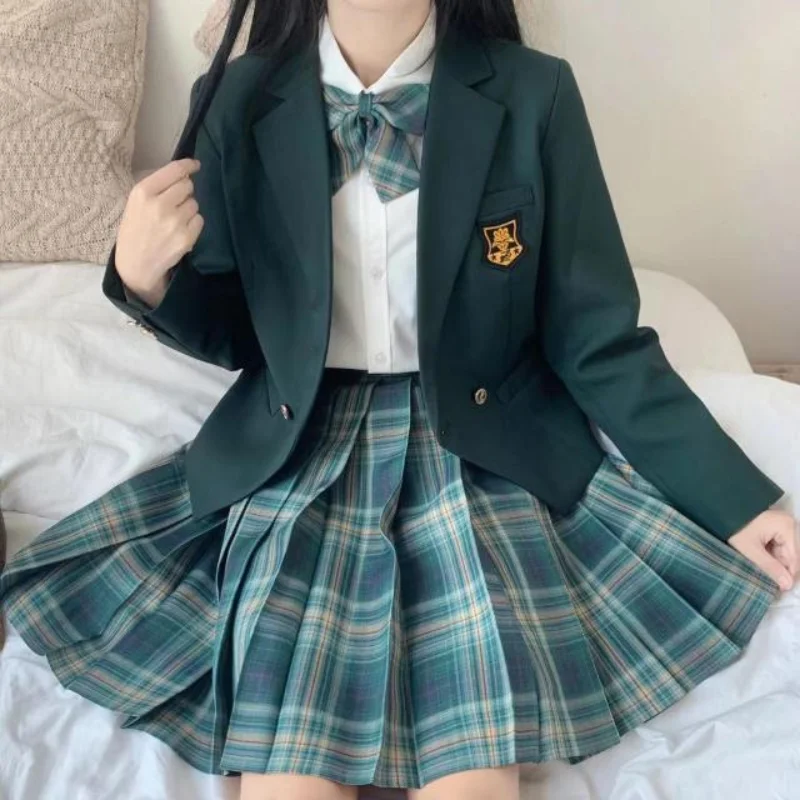 Japanese Jk Schoolgirl Two-Button Suit Basic Spring Summer New Women Girl Jacket College Style Long Sleeve Uniform Coat Korean