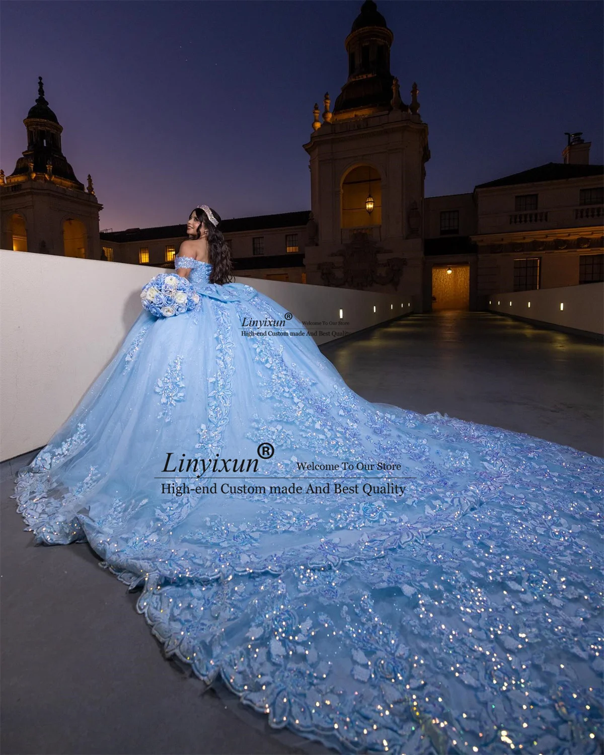 Vestido De quinceañera De princesa con apliques, vestido De baile De princesa con lentejuelas De encaje, tren dulce De cumpleaños, 16 Vestidos De 15 XV Años