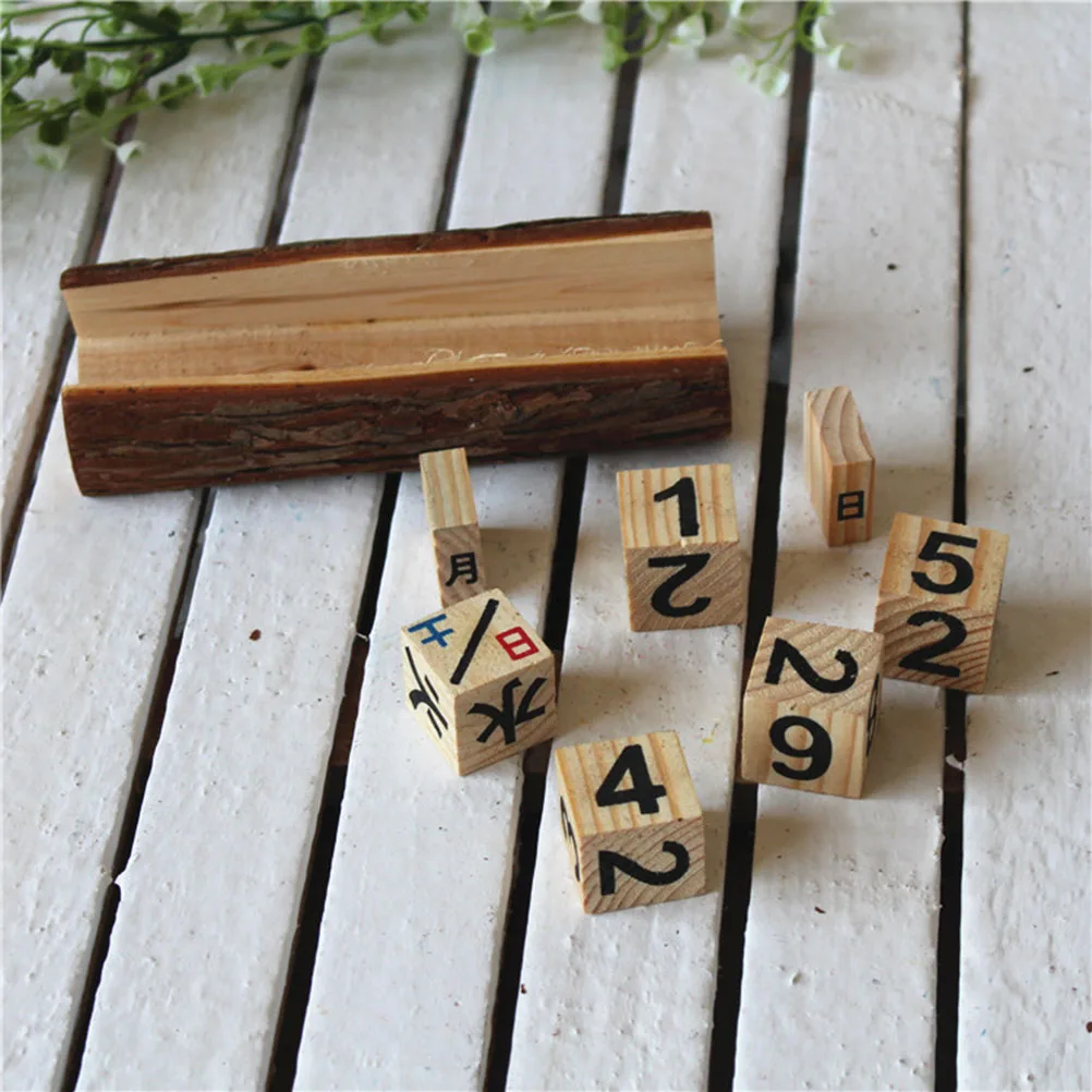 

2 PCS Wooden Calendar DIY Table Decoration Date Display Creative Ornament Manual Desktop Office