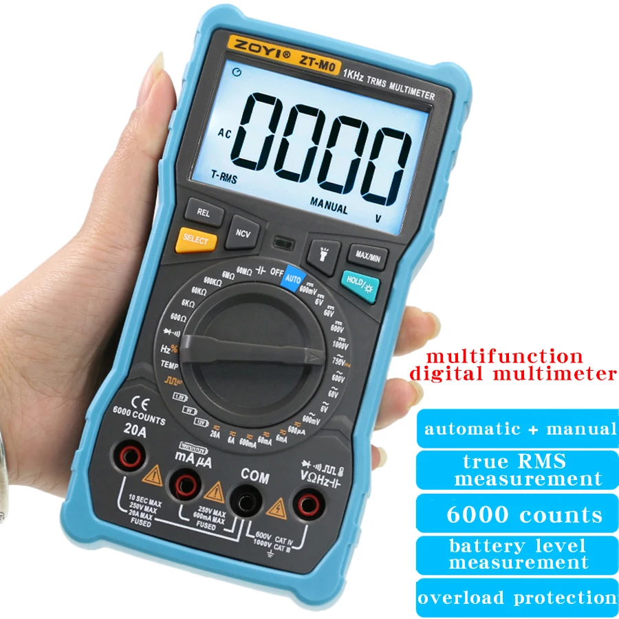 

ZOYI ZT-MO Automatic + Manual Smart Electrician Multimeter High Precision Digital Auto-ranging Multimeter"