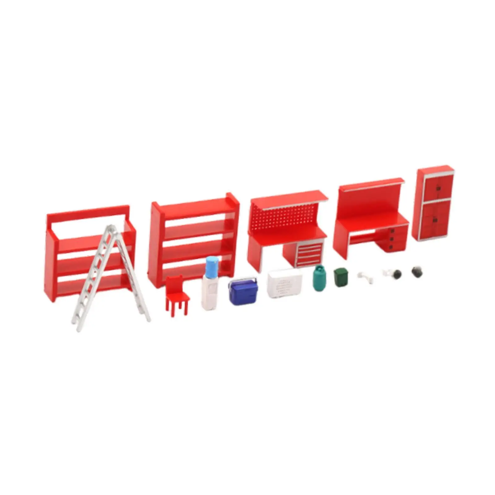 1 64 Miniature Garage Model ABS Diorama Workshop Repair Tools Mini Toy Set for Collectible Car Display