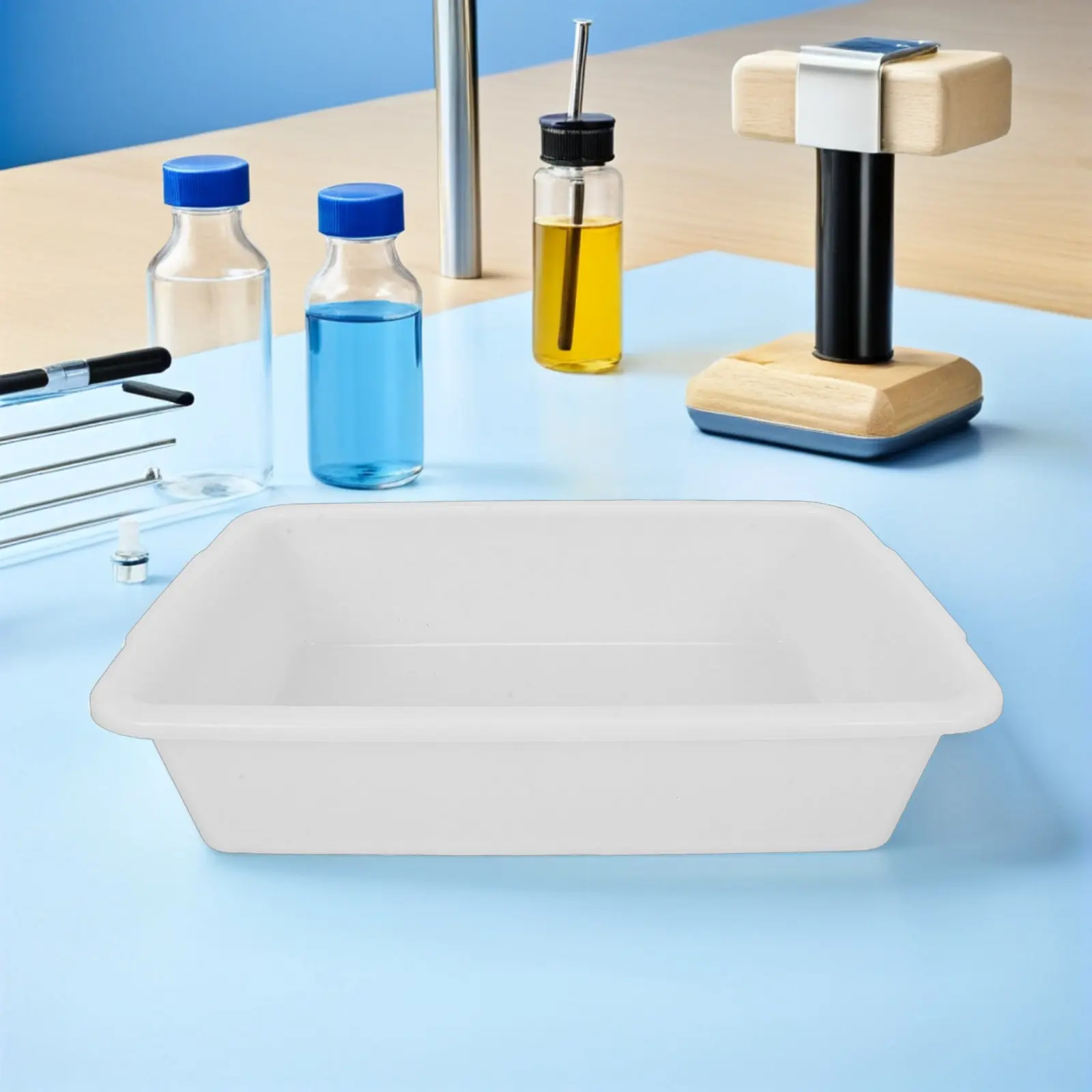 4Pcs Lab Rectangular Tray Chemical Resistant Plastic Sample Test Storage Spill Containment Organizer Science Experiment