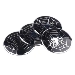 4PCS Aluminium Spider Emblem Car Wheel Center Cover Sticker Hub Caps Decoration Decals For BMW AUDI Benz Ford Chevrolet Honda VW