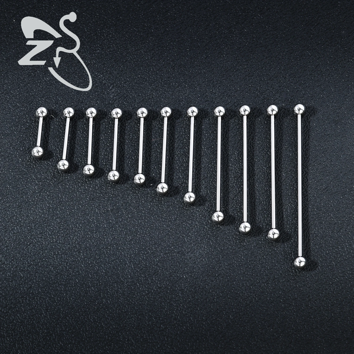 ZS 1PC 14G/16G Stainless Steel Long Industrial Piercing Barbell Cartilage Earring Piercing 12/14/16/18/20/24/28/32/40/45/48/60mm