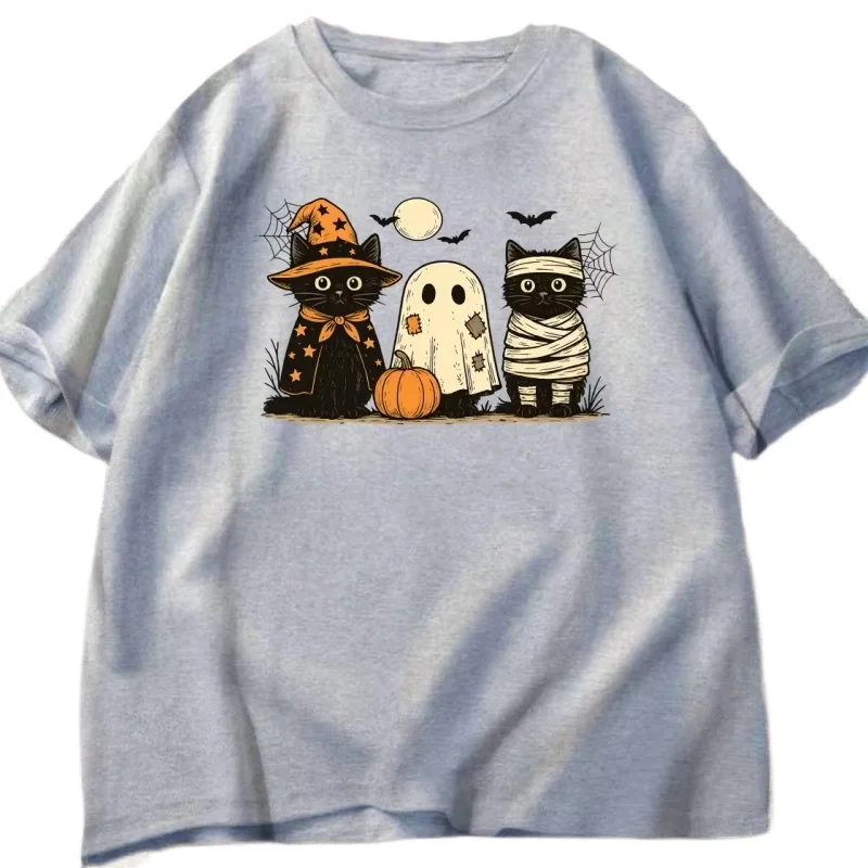 

Футболка с черным котом и тыквой Ghots, готическая осенняя футболка с котом и мамой, футболка с принтом «Жуткий сезон» на Хэллоуин, футболка унисекс с коротким рукавом