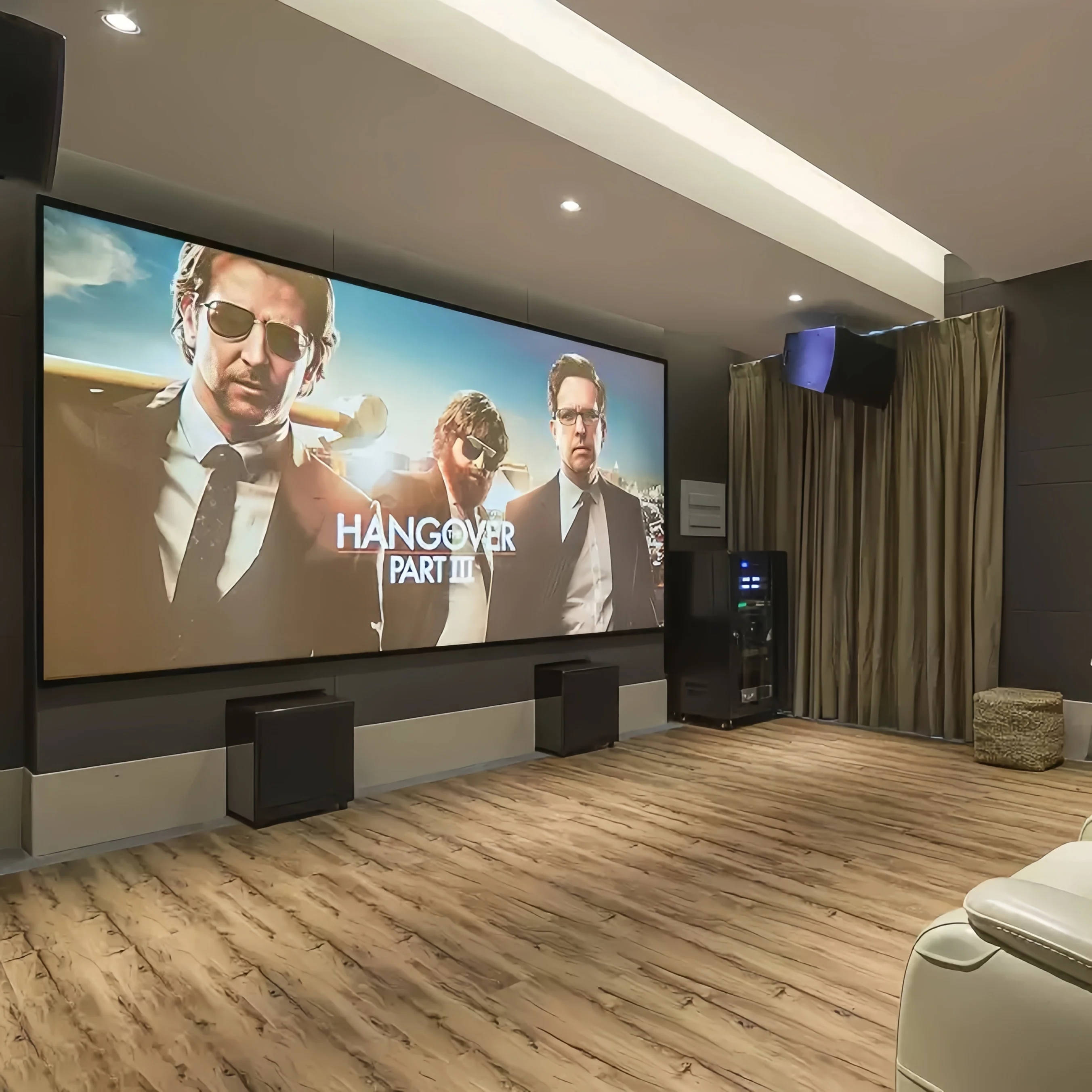 Mivision High Quality Home Theater Zero Edge Fixed Frame ALR Grey Perforated Acoustically Transparent Projector Screen 150inch