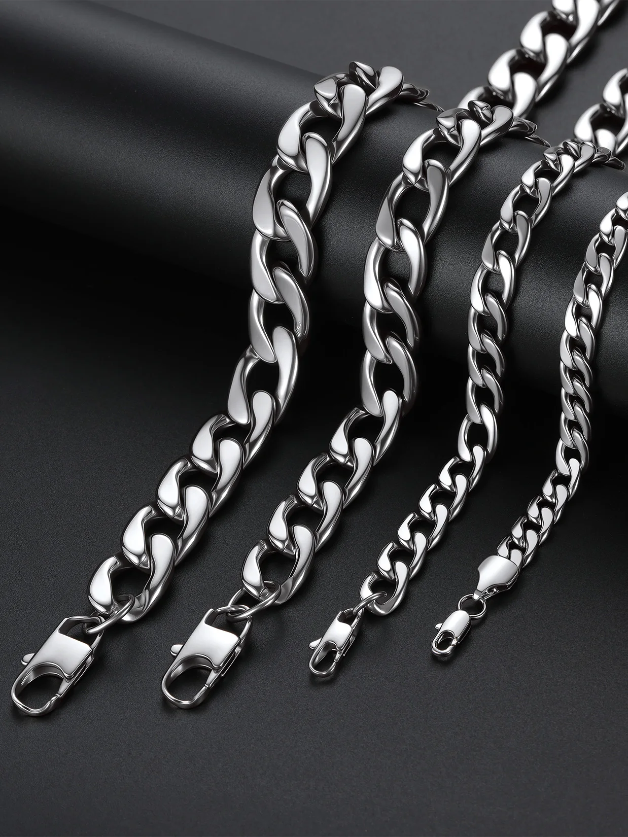 U7 7/9/12/15mm Width Cuban Link Chain Necklaces for Man Woman Stacking Chain Necklaces 18-30 Inches Unisex Jewelry Gift