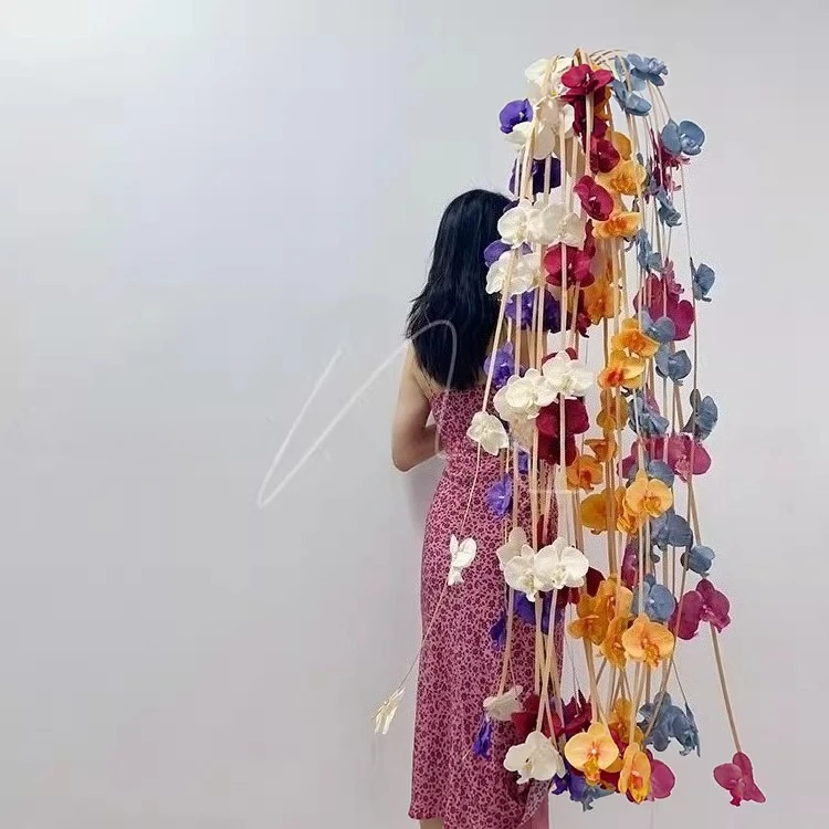

Artificial Flower Materials Hanging Bamboo Strips Butterflies Orchid Strings Wedding Floral Art Landscaping Decoration Props