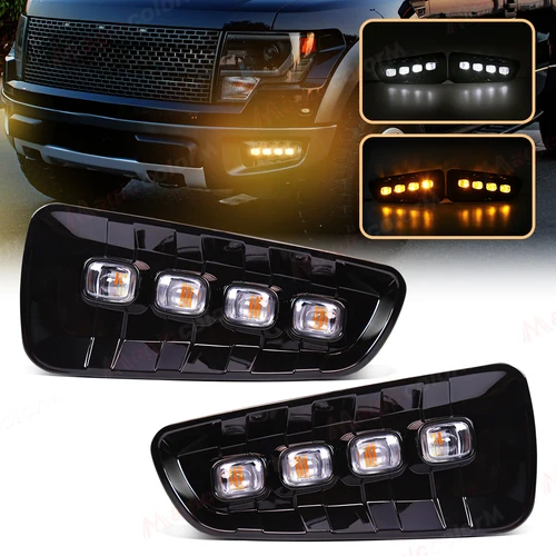 1 Juego de luces de circulación diurna para Ford Raptor SVT F150 2009 2010 2011 2012 2013 2014 DRL LED lámpara antiniebla luz de señal de giro amarilla