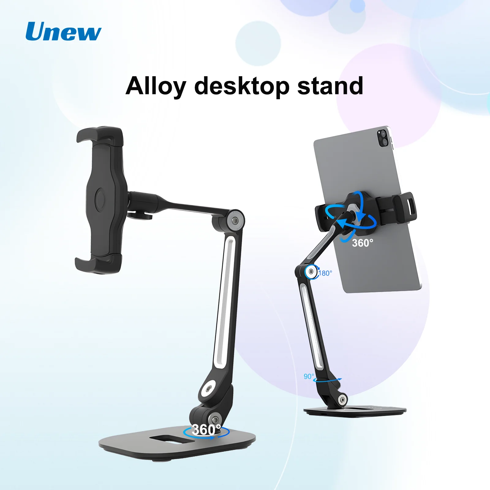 Portable Tablet Stand Aluminum Alloy Desktop With 360 ° Rotation Ultra Stable 1kg Load Capacity Foldable Adjustable Lazy Holder 