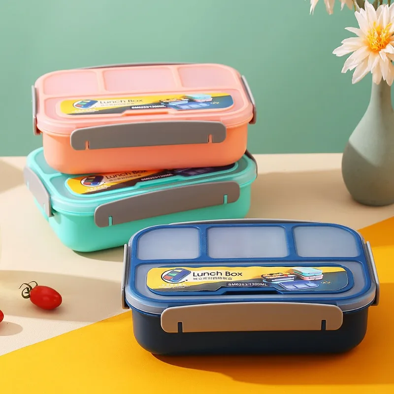 

Lunch Box 1300ML 4 Compartments BPA Free Bento Box Sealed Leak-proof Meal Box Lunch Containers Leak-Proof Microwave Dishwasher