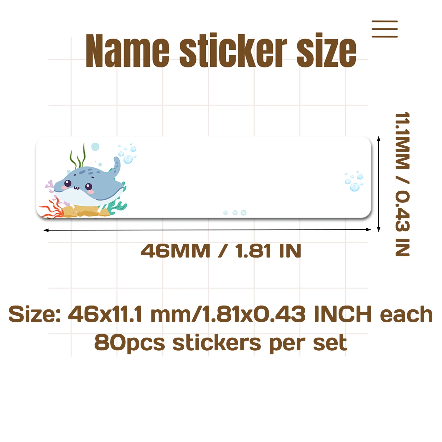 80/160/240pcs Personalized Name Stickers Custom Waterproof Labels Stick on Tag Kids Teacher Parents School Daycare - Stingray