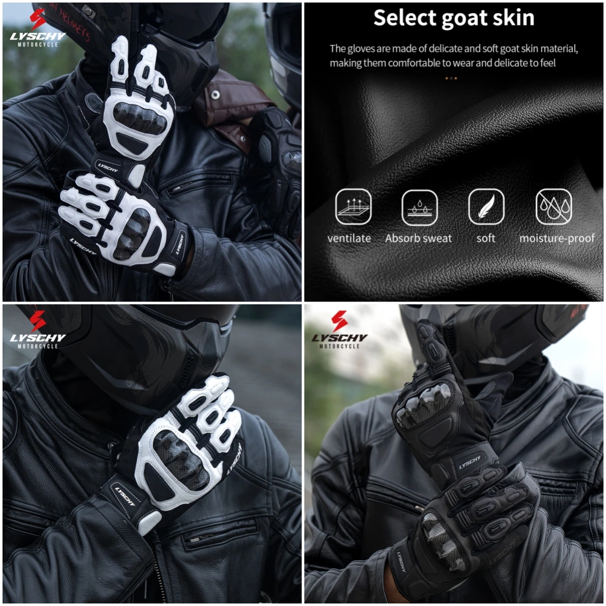 

Summer Motorcycle Breathable Leather Gloves Guantes Moto Men Motorbike Riding Gloves Touch Screen Motocross Full Finger Gloves