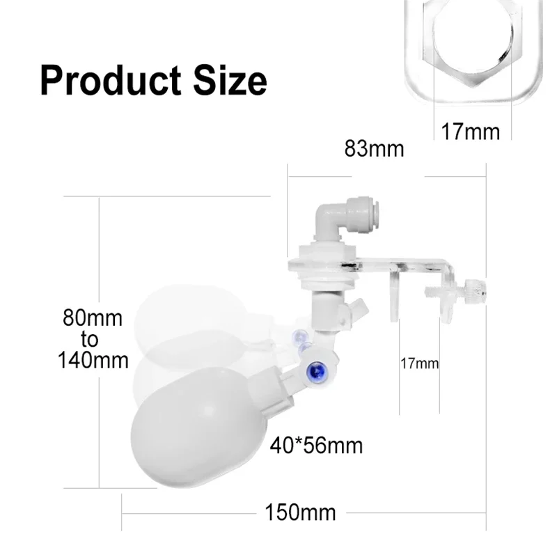 자동 수족관 물 교환기 키트, 무동력 어항 플로트 볼 밸브 유형, 자동 물 필러, 수위 컨트롤러, 1/4 인치