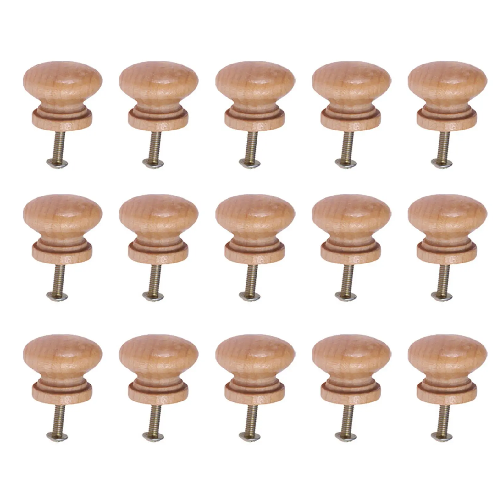 15Pcs Wooden Cabinet Knob Mushroom Pull Handle Smooth Comfortable Touch Safe for Drawer Bin Cupboard Hardware Drawer Knobs