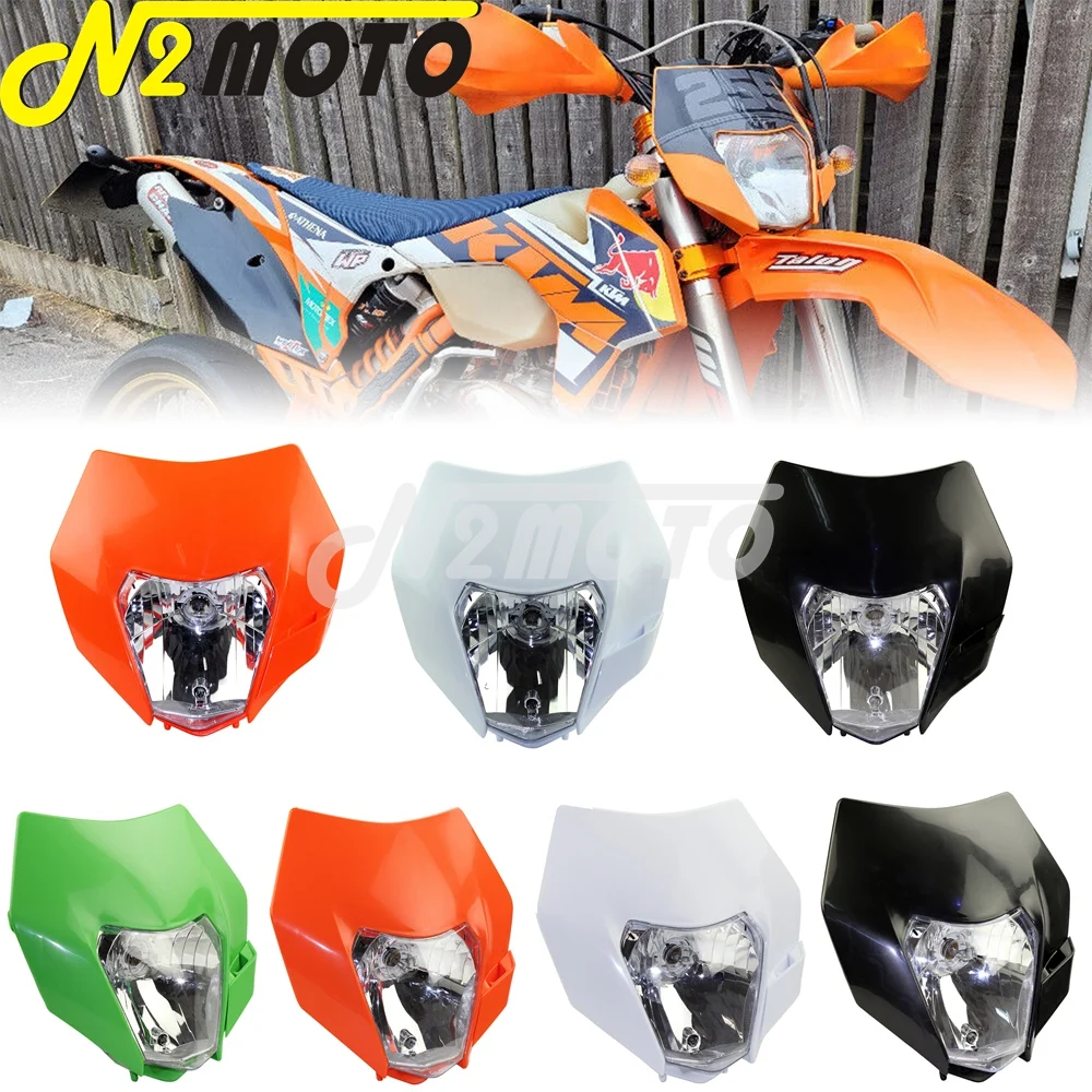 Motocross White Dirt Bike Enduro Headlight MX Racing Front Lamp Light Mask For KTM EXC SX-F XC-W FE TE SX 125 350 450 85 250